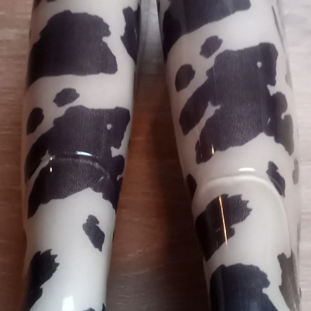 Women's Chinook Tall Rain Boots Cow Print Chunky Heel - Picture 8 of 13